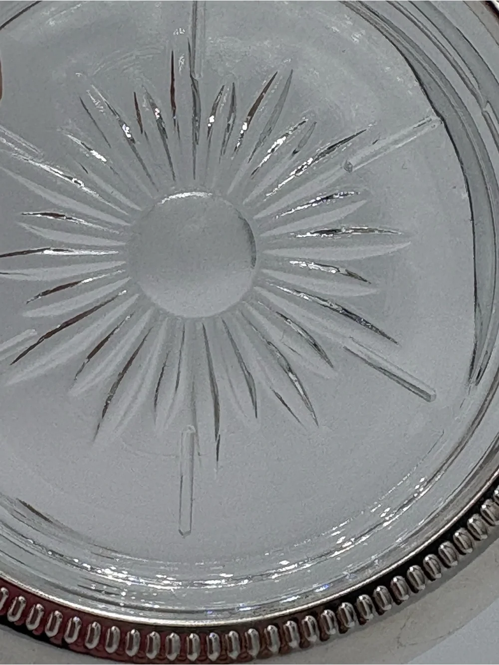 Vintage Italian Silverplate & Cut Glass Wine Coasters Set of 4
